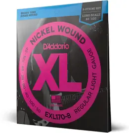Струны для 8-струнной бас-гитары D'Addario XL EXL170-8 45-100