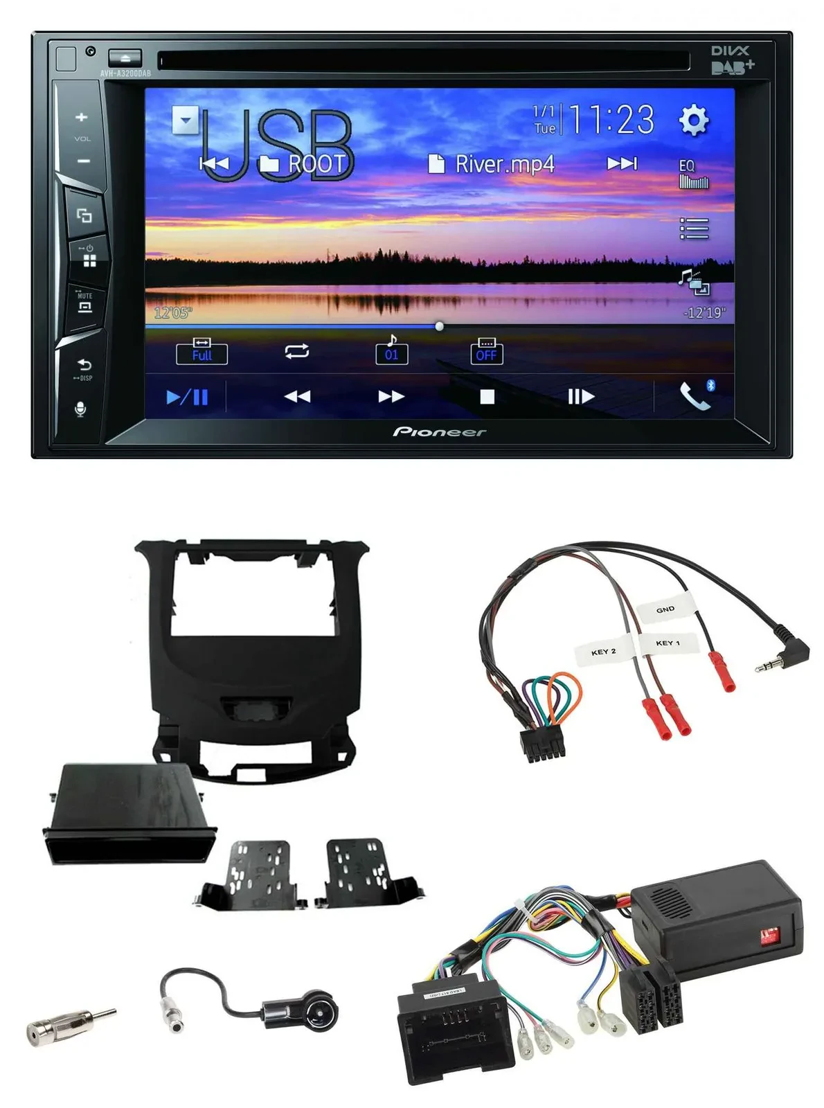 Автомагнитола Pioneer 2DIN Bluetooth USB DVD DAB для Chevrolet Cruze (с 2016) с управлением с руля