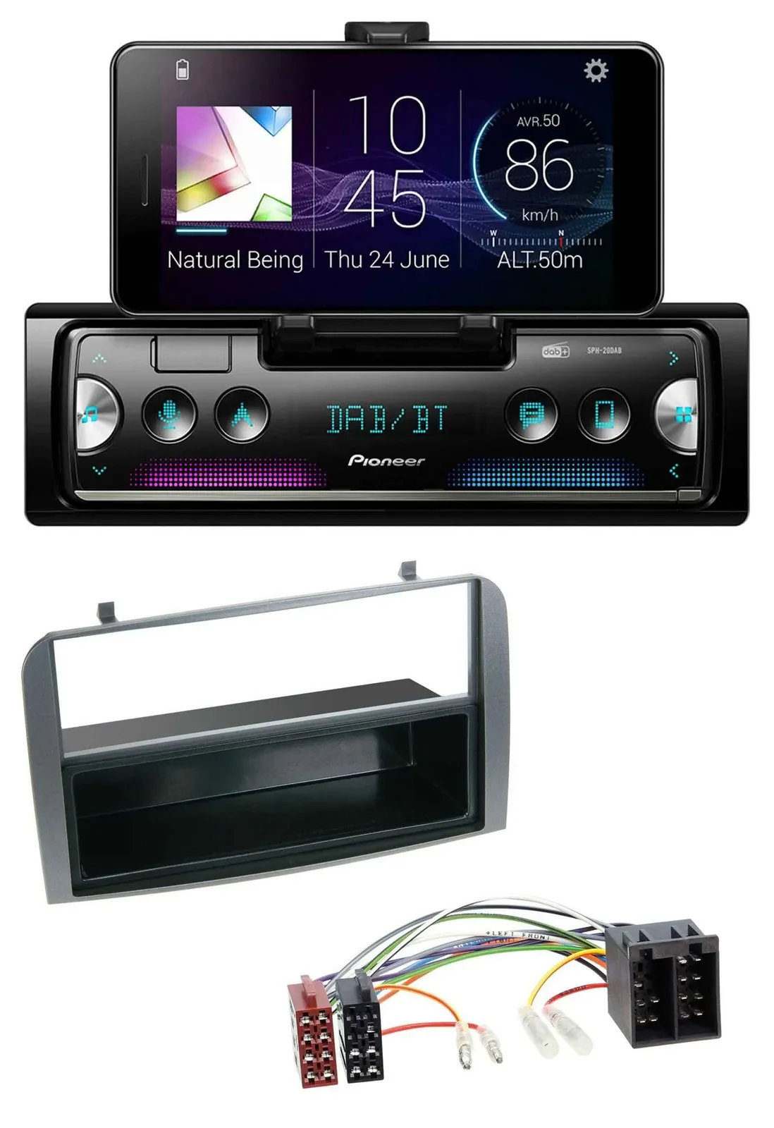 Pioneer USB MP3 Bluetooth DAB Autoradio für Alfa Romeo 147 GT Ablagefach anthraz
