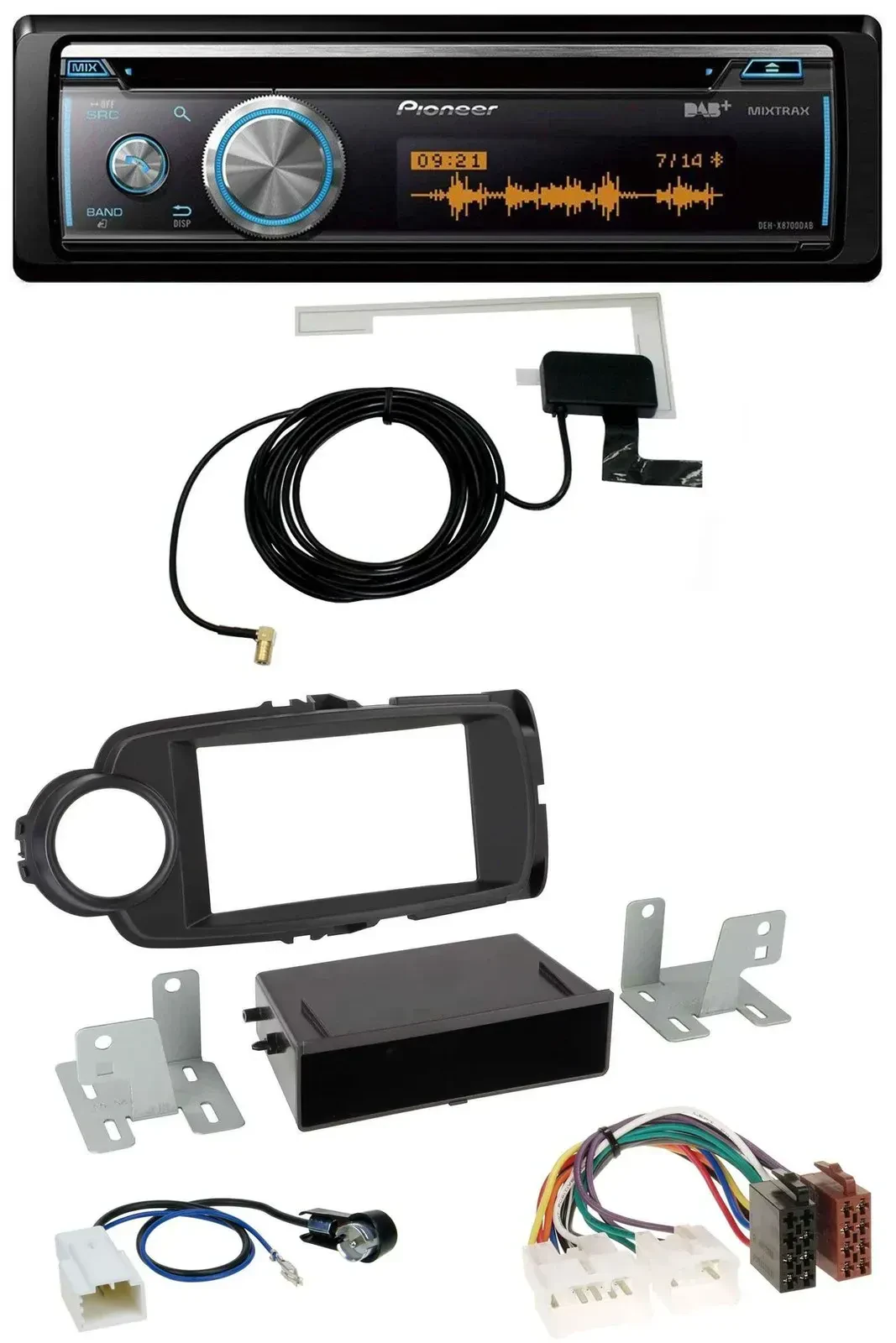 Автомагнитола для Toyota Yaris (2011–2014) Pioneer Bluetooth, DAB, MP3, USB, CD, черная