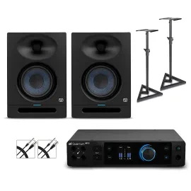 Аудиоинтерфейс PreSonus Quantum HD2 с мониторами Eris Studio5 2nd Gen (пара), кабелями и стойками