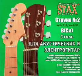 Струна одиночная для акустической гитары STAX N2 .012