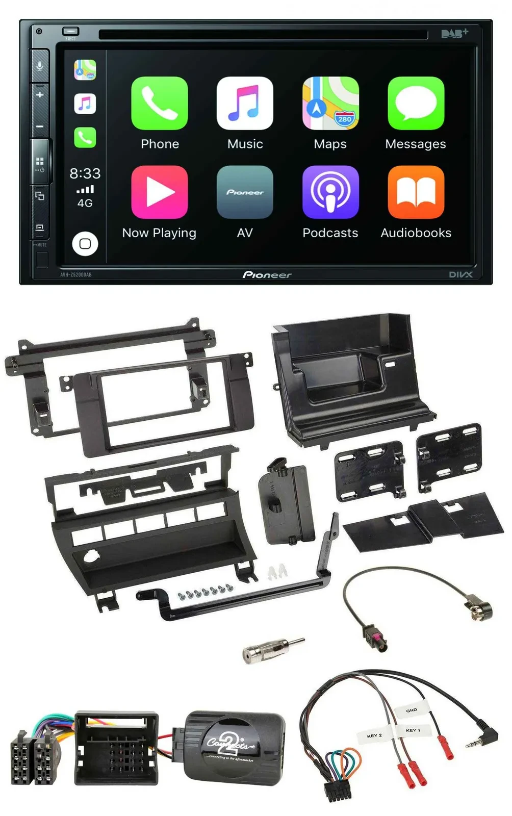 Pioneer DVD 2DIN Lenkrad DAB Bluetooth USB Autoradio für BMW 3er 2001-2006 5 Sch
