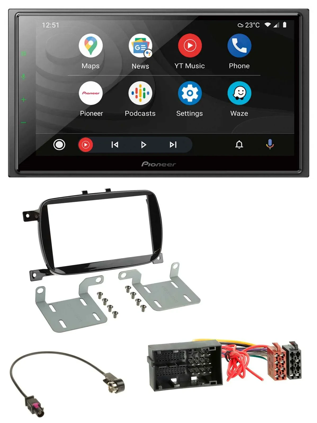 Pioneer USB 2DIN DAB MP3 Bluetooth Autoradio für Fiat 500X ab 2016 klavierlack s