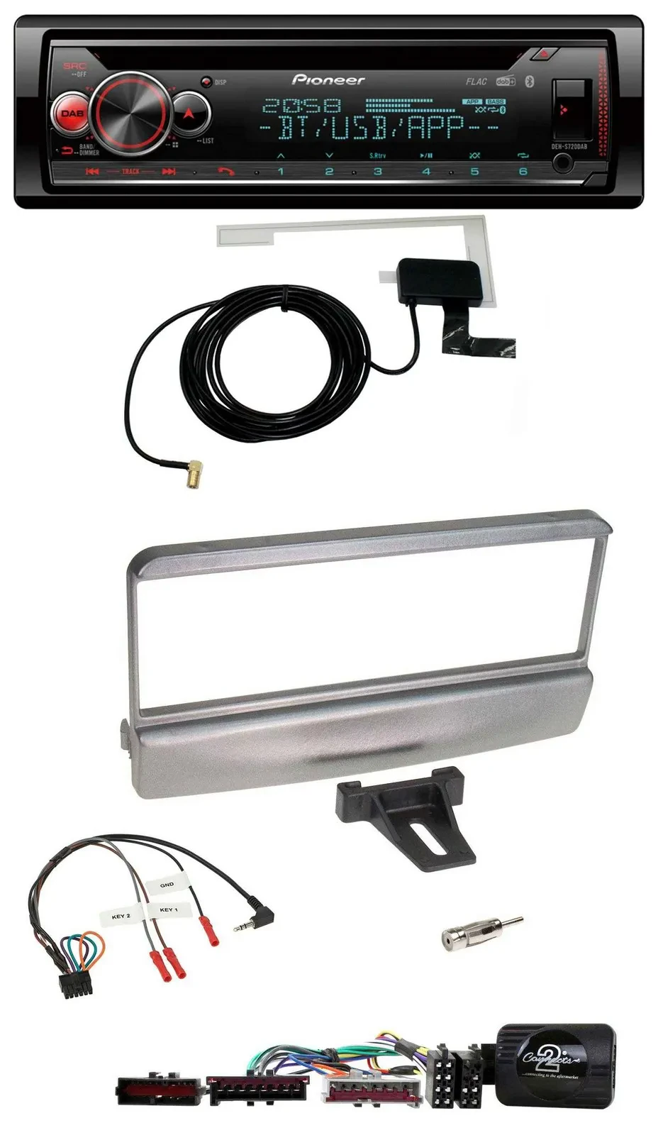 Автомагнитола для Ford Mondeo 2000–2002 Pioneer DAB CD USB Bluetooth серебристая с поддержкой кнопок на руле