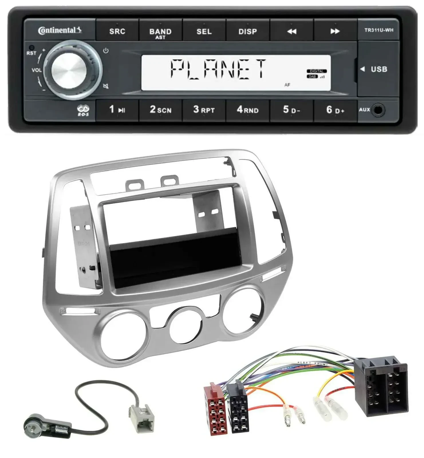 Continental USB MP3 AUX 1DIN Autoradio für Hyundai i20 (12-14) man. Klima