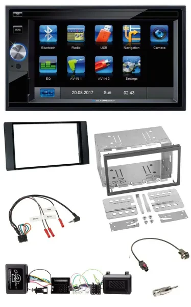 Blaupunkt Lenkrad USB Bluetooth TMC 2DIN Navigation für Ford Kuga 2008-12 schwar