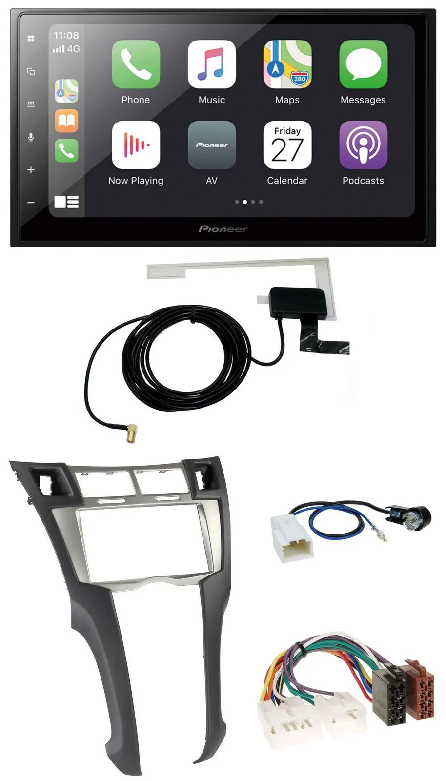 Pioneer USB MP3 2DIN Bluetooth DAB Autoradio für Toyota Yaris (2007-2011)