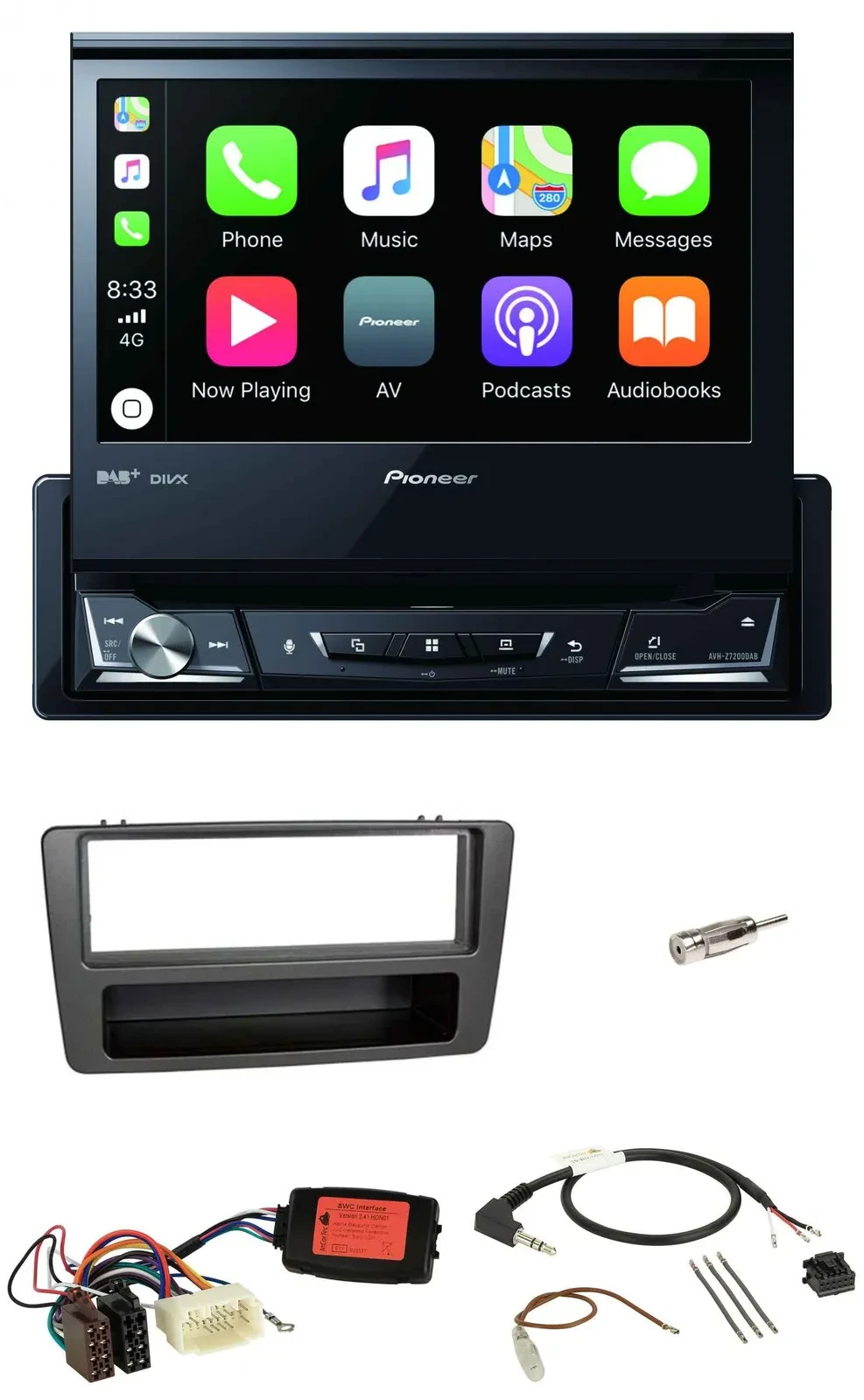 Pioneer DVD Bluetooth DAB USB Lenkrad Autoradio für Honda Civic 01-03 schwarz