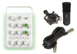Mackie M Caster Live White Streaming Podcasting Smartphone/USB Mixer+EM-91C Mic