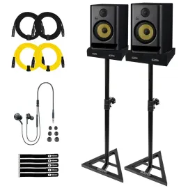 KRK Generation 5 Rokit RP7 G5 7" Studio Monitors 2-Pack with Stands