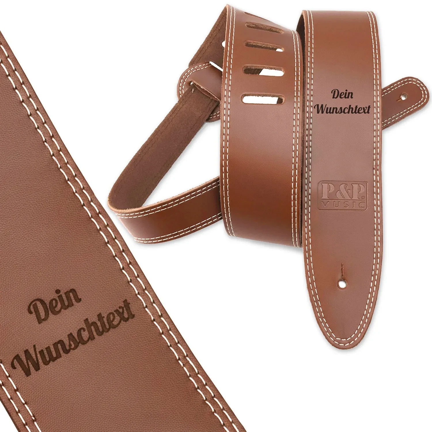 Гитарный ремень keepdrum straplbwn-perso натуральная кожа, коричневый, с персональным текстом