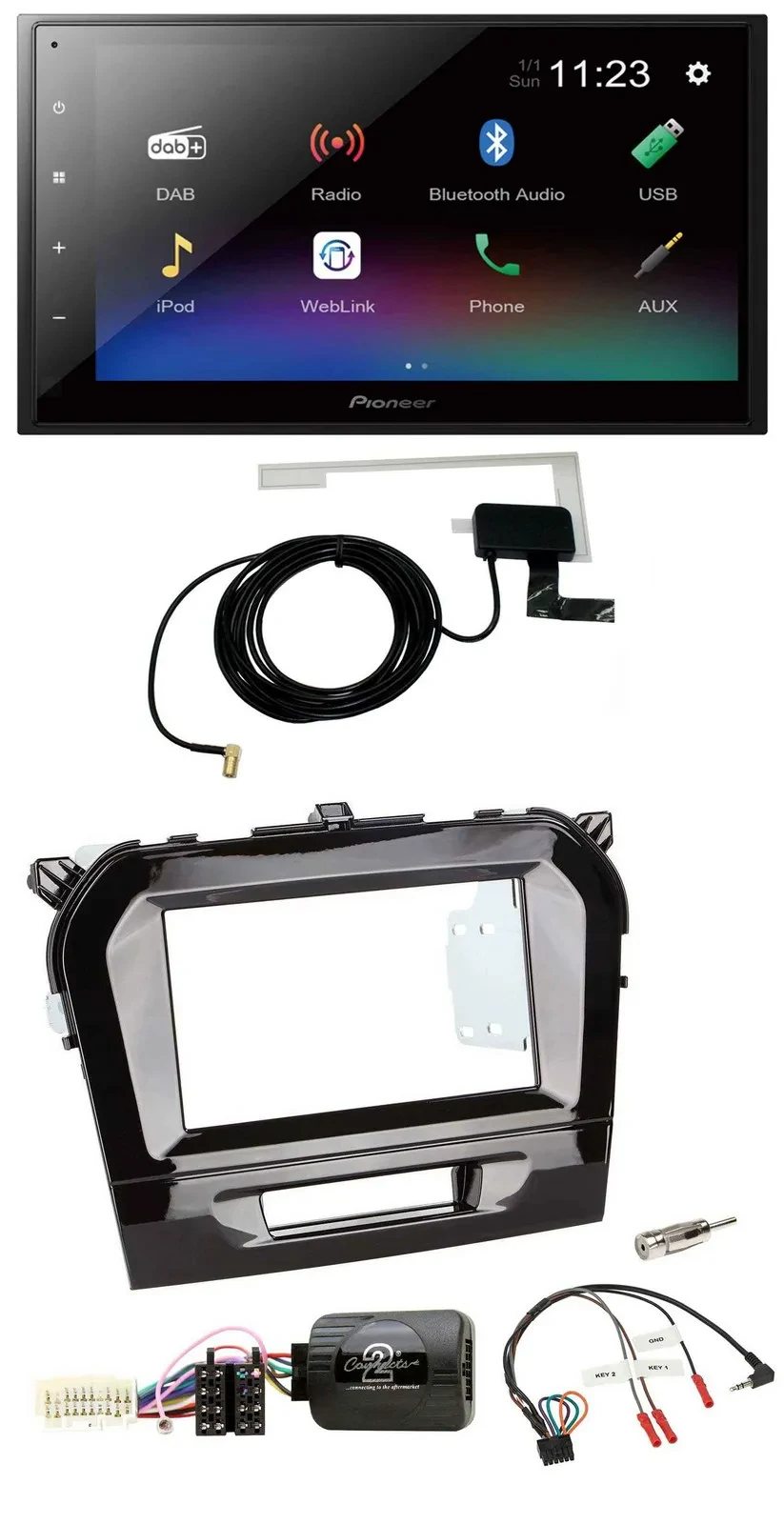 Автомагнитола Pioneer 2DIN DAB Bluetooth USB для Suzuki Vitara (с 2015)