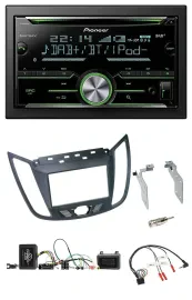 Pioneer Bluetooth Lenkrad DAB 2DIN USB CD Autoradio für Ford C-Max ab 2011 grau