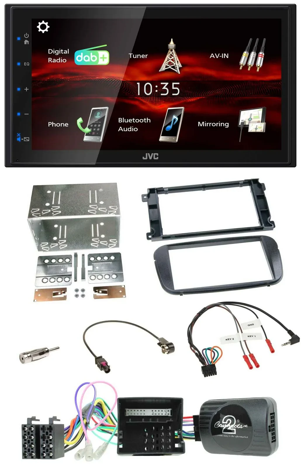 JVC USB Bluetooth Lenkrad DAB 2DIN Autoradio für Ford S-Max Mondeo Profi schwarz