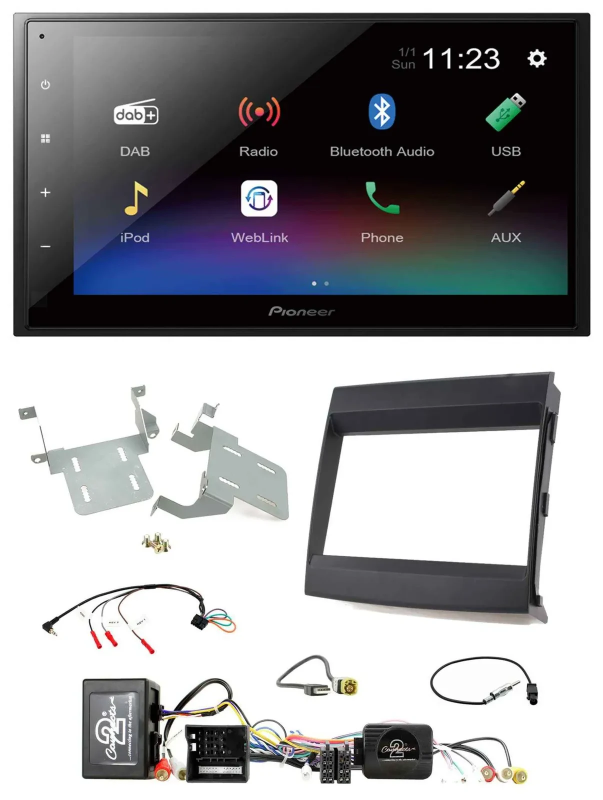 Pioneer USB Bluetooth DAB 2DIN Lenkrad Autoradio für Porsche Cayenne MOST-Sounds