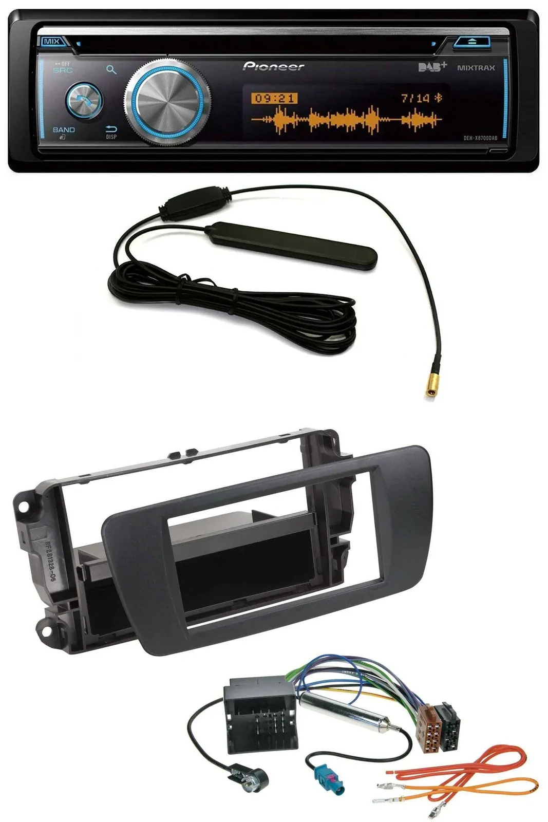 Pioneer CD USB Bluetooth DAB MP3 Autoradio für Seat Ibiza 6J ab 08 nitschwarz AN