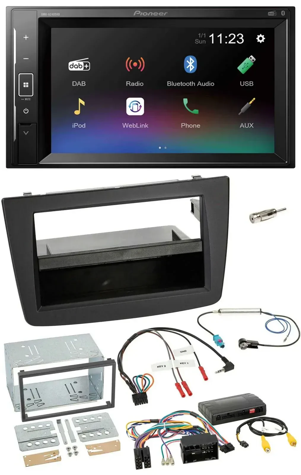 Автомагнитола для Alfa Romeo Mito (2014–2018) Pioneer 2 DIN, DAB, Bluetooth, USB