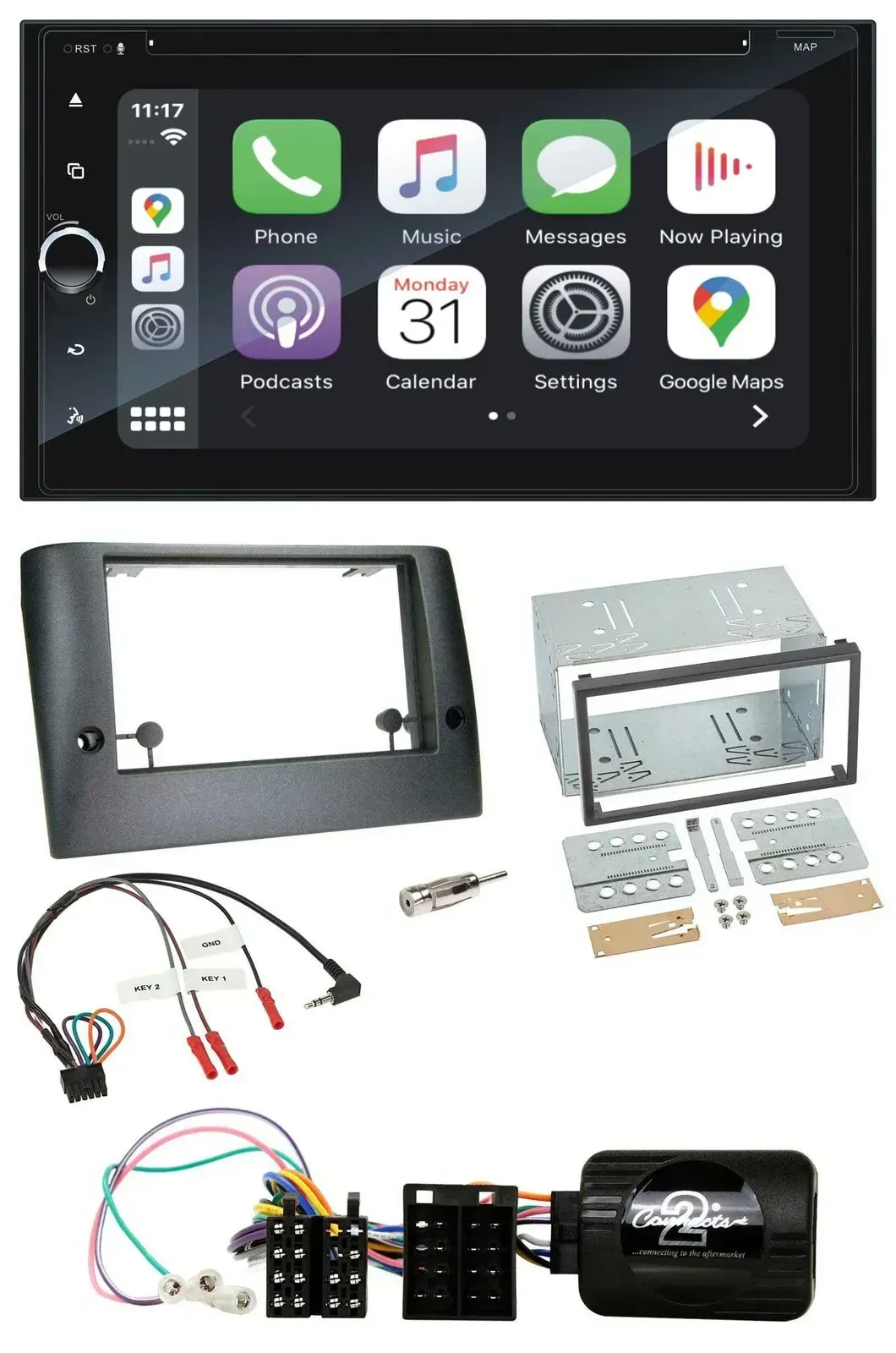 Blaupunkt USB DAB Bluetooth 2DIN TMC Lenkrad Navigation für Fiat Stilo 2005-2007