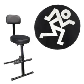 ProX X-GIG CHAIR Padded DJ Chair Stool Throne with Round 34" Black Studio Rug