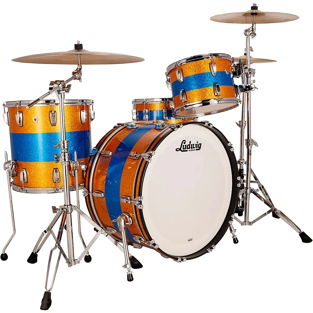 Ludwig Classic Maple 3-Piece Pro Beat Shell Pack-24" Bass Gold/Blue Tri-Band