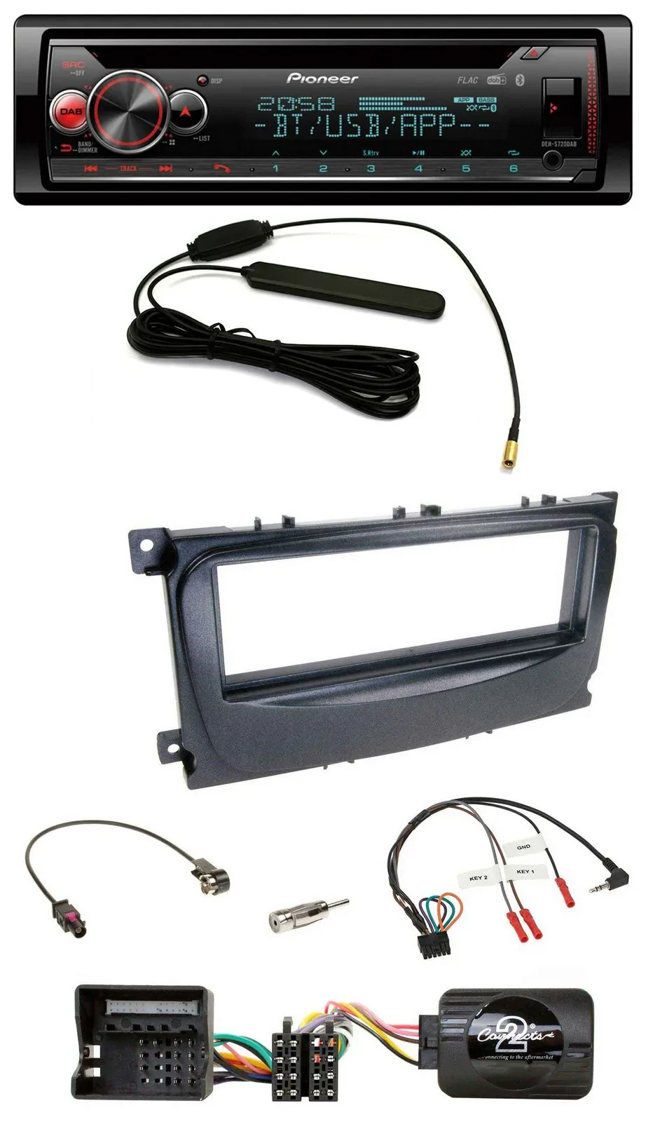 Pioneer USB DAB Lenkrad Bluetooth CD Autoradio für Ford Focus C-Max Galaxy ab 07