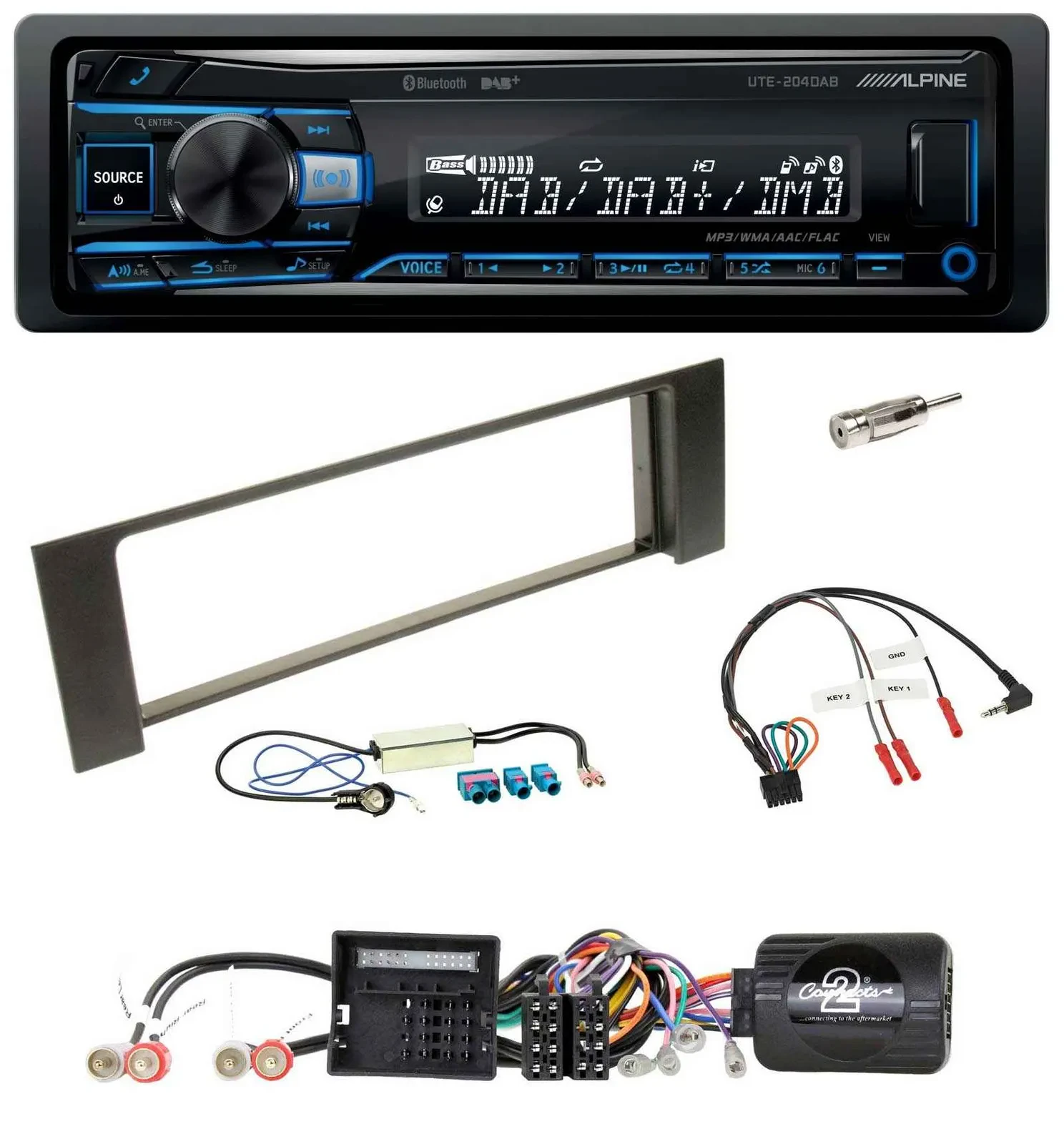 Alpine USB Bluetooth DAB Lenkrad Autoradio für Audi A4 B6 00-04 Quadlock Doppel