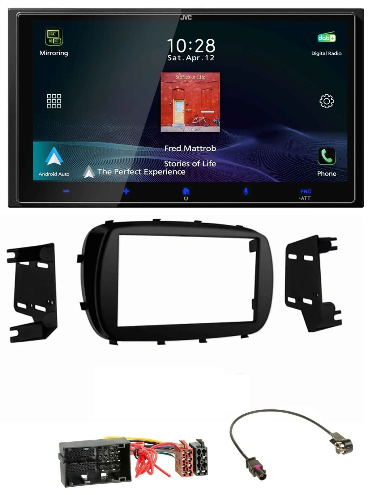 JVC USB Bluetooth 2DIN DAB MP3 Autoradio für Fiat 500X (ab 2015)