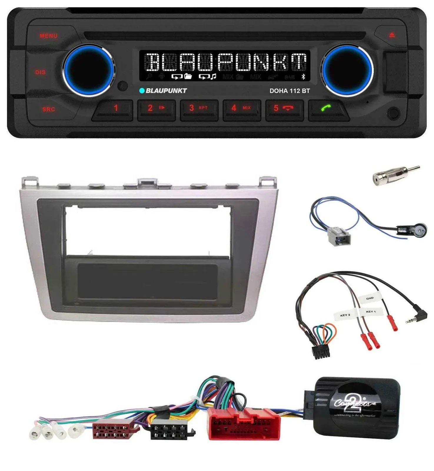 Blaupunkt Lenkrad MP3 CD Bluetooth USB Autoradio für Mazda 6 08-12 silber schwar