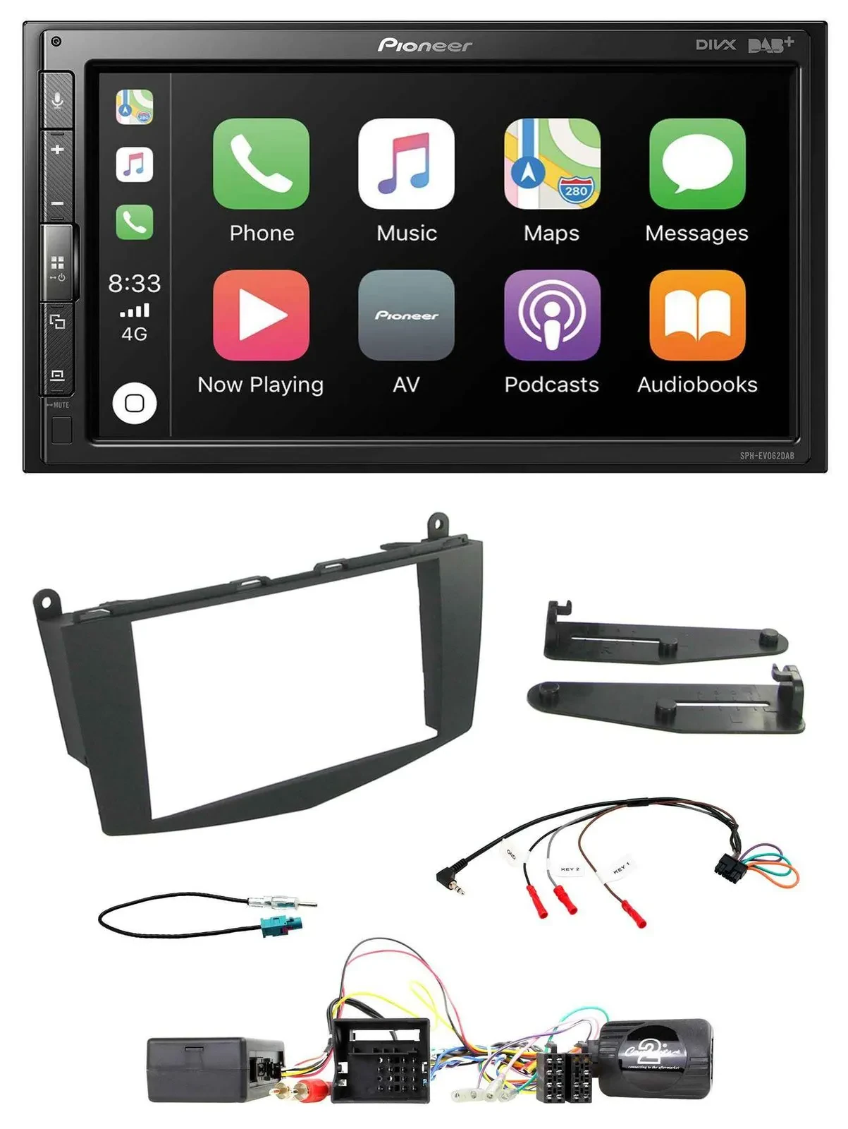 Автомагнитола для Mercedes C W204 Pioneer 2DIN, DAB, Bluetooth, USB