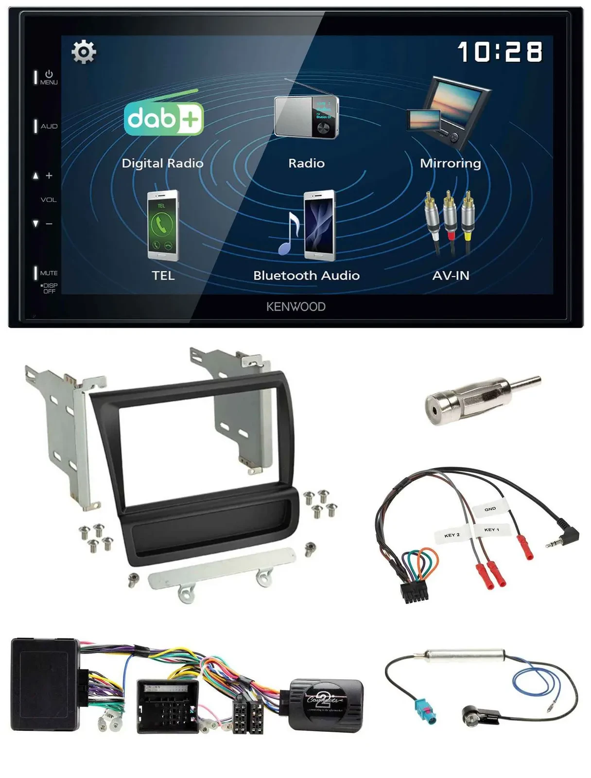 Kenwood 2DIN Bluetooth Lenkrad USB DAB Autoradio für Audi R8 42 2006-2015