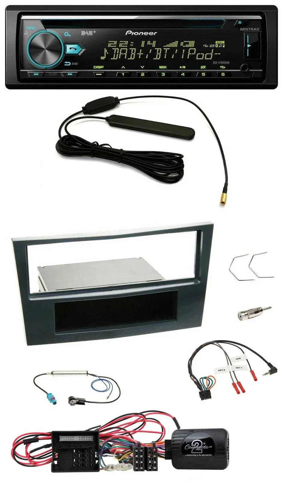 Автомагнитола Pioneer CD/MP3, DAB, USB, для Opel Corsa D (2009–2014), чёрная
