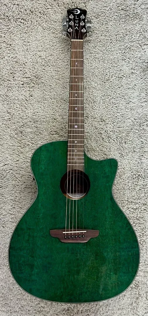Luna GYP E EU TEAL Gypsy Eucalyptus Grand Concert Acoustic Electric Guitar