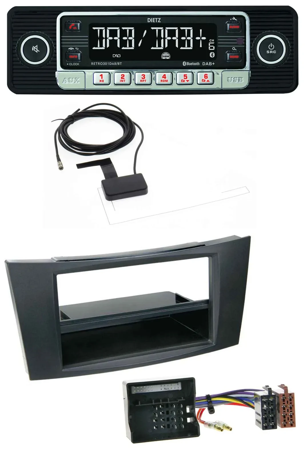 Dietz DAB Bluetooth USB MP3 Autoradio für Mercedes CLS E-Klasse W211 02-09 Rubbe