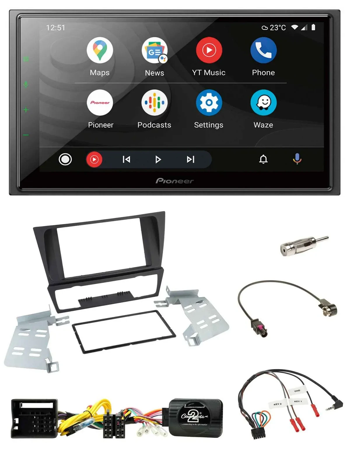 Pioneer USB 2DIN DAB Lenkrad Bluetooth Autoradio für BMW 3er E92 E93 E90 E91 ohn