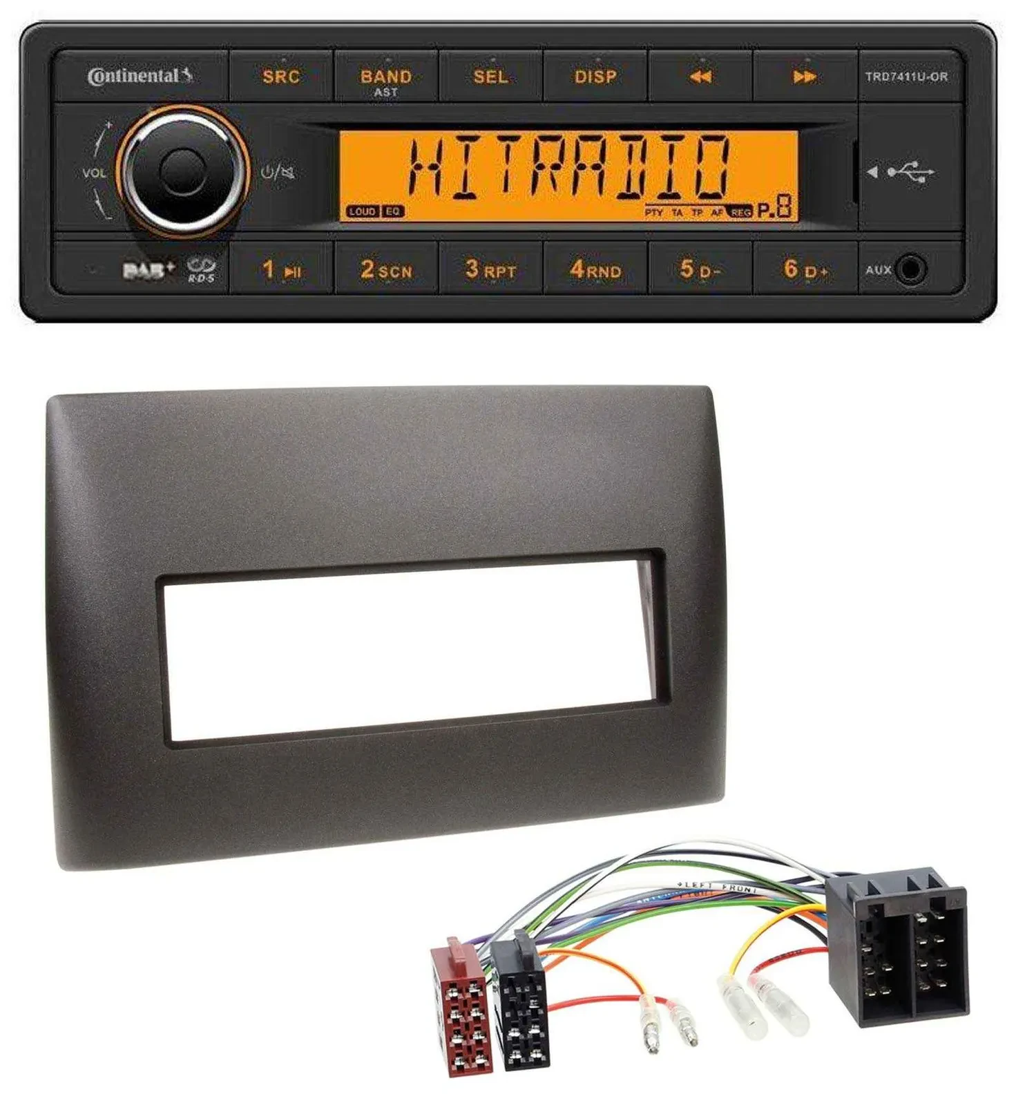 Автомагнитола Continental 1-DIN DAB, MP3, AUX, USB для Fiat Stilo (2001–2008)