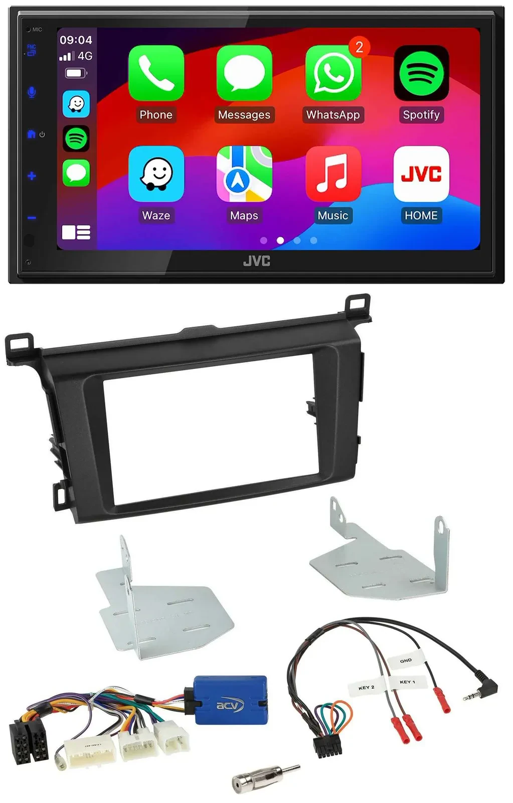 JVC Bluetooth USB Lenkrad 2DIN DAB Autoradio für Toyota RAV 4 ab 2013