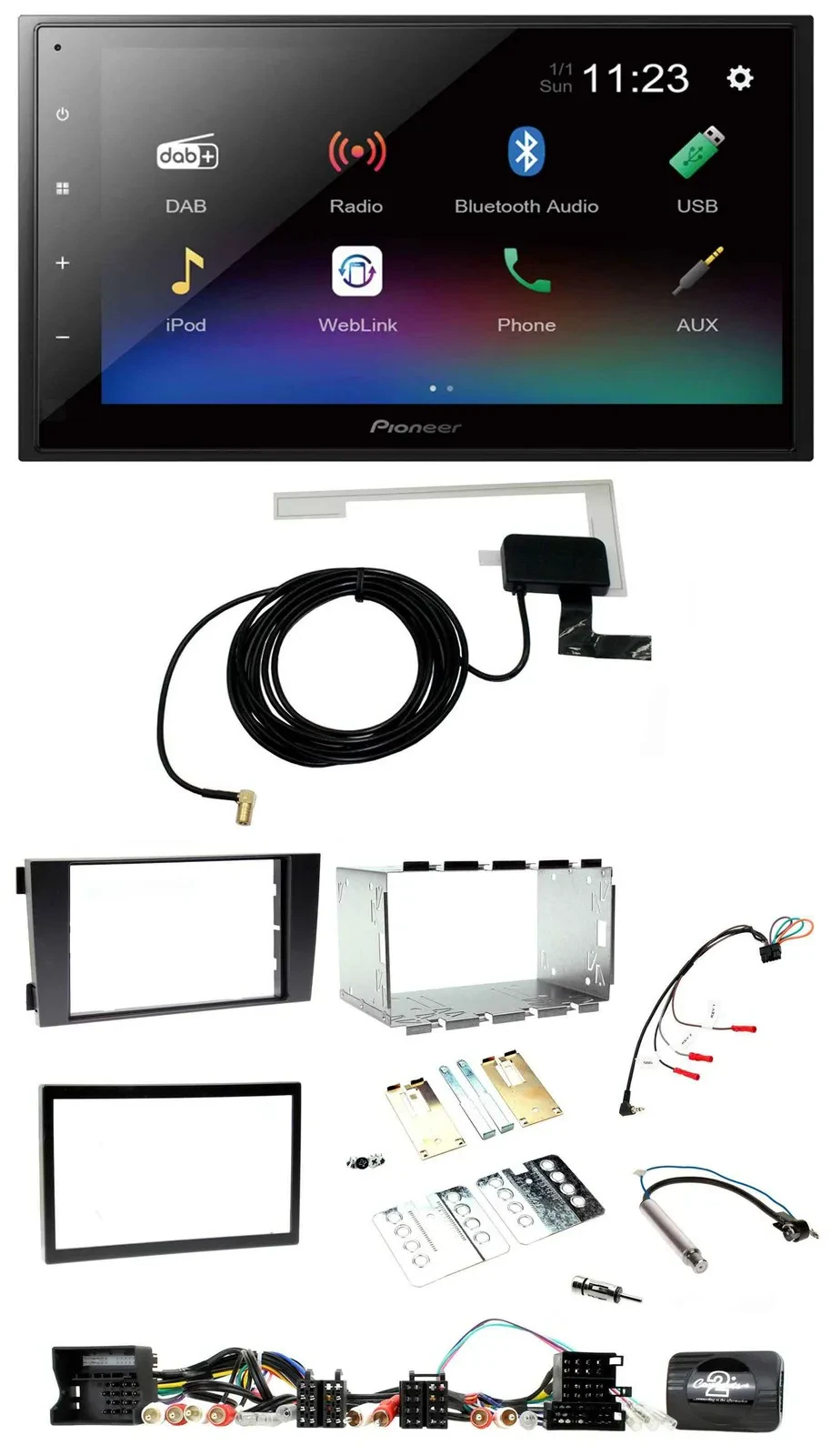 Pioneer DAB Lenkrad Bluetooth 2DIN USB Autoradio für Audi A6 C5 2001-2004 Aktivs