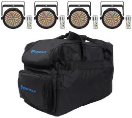 (4) Chauvet DJ EZPAR 64 RGBA ILS Rechargeable RGBA LED Par Wash Up-Lights+Bag