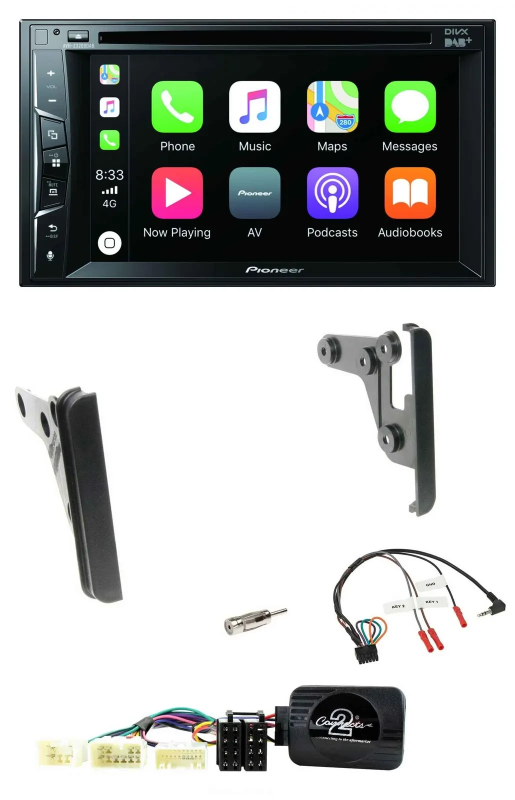 Pioneer Lenkrad USB DVD Bluetooth DAB 2DIN Autoradio für Toyota FJ ab 2007