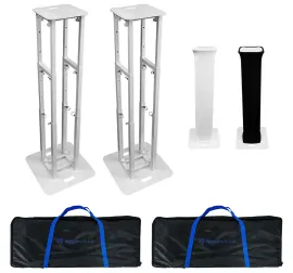 2 Rockville RTP-GO Portable Collapsible DJ Totem Light/Speaker Stands+Bags+Scrim