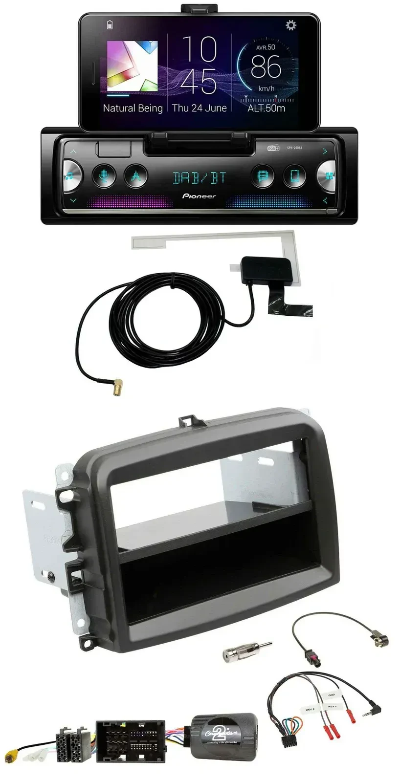 Автомагнитола для Fiat 500L (с 2012) Pioneer DAB, Bluetooth, USB, поддержка кнопок на руле