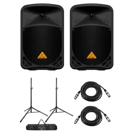 Behringer Eurolive B110D 10" 300W 2-Way Active PA Powered Speaker, Pair, Bundle