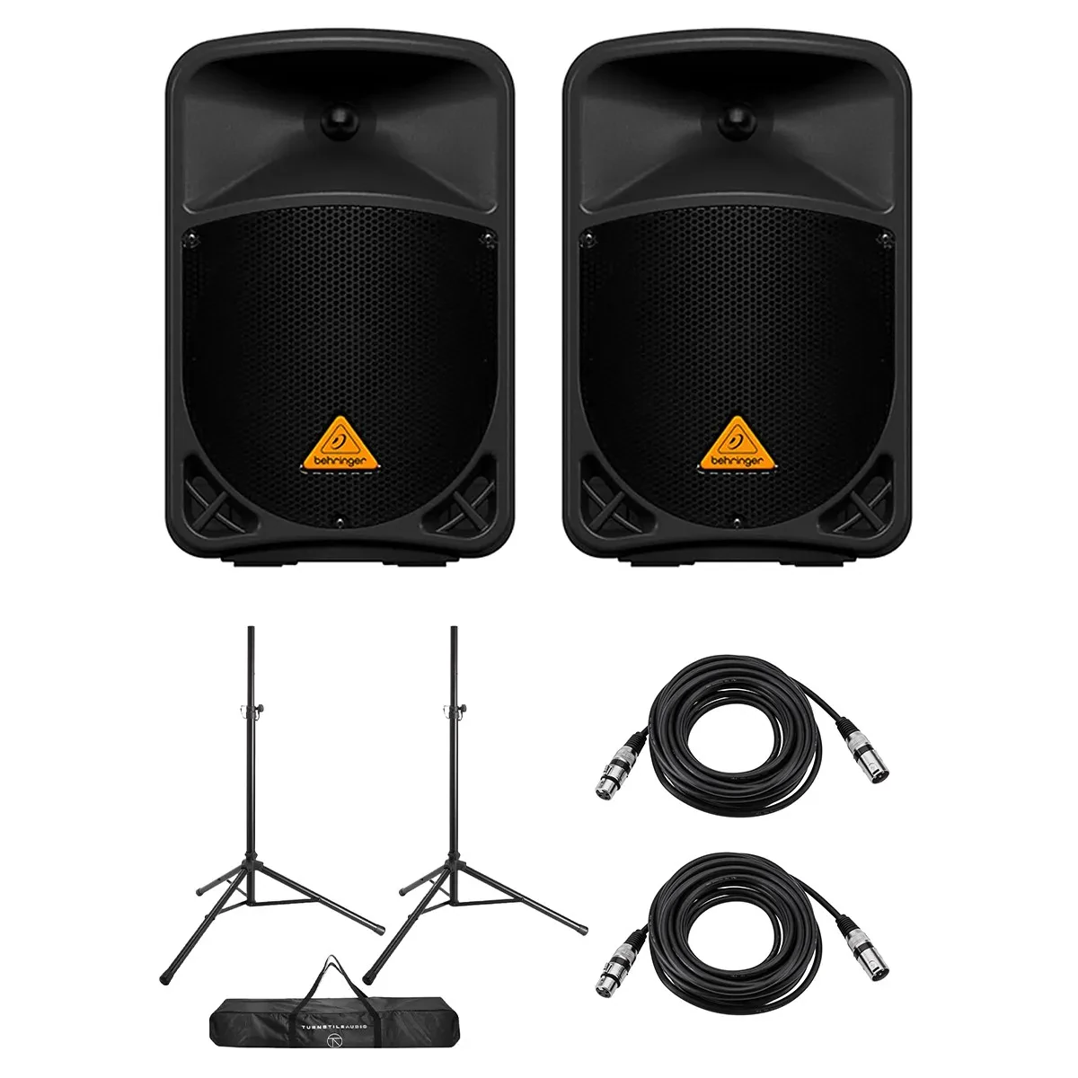 Behringer Eurolive B110D 10" 300W 2-Way Active PA Powered Speaker, Pair, Bundle