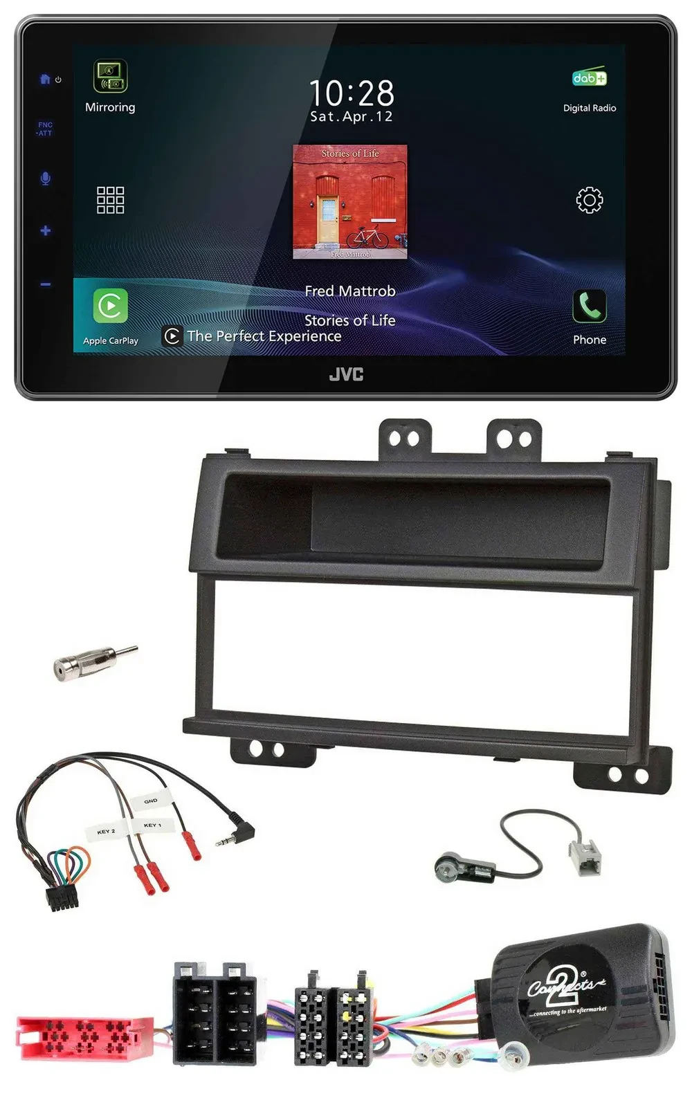 JVC DAB Lenkrad Bluetooth USB Autoradio für Hyundai i20 ISO 2009-11 schwarz