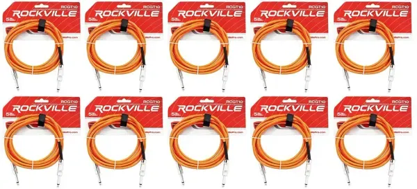 Инструментальный кабель Rockville RCGT10O Orange 3 м (10 штук)