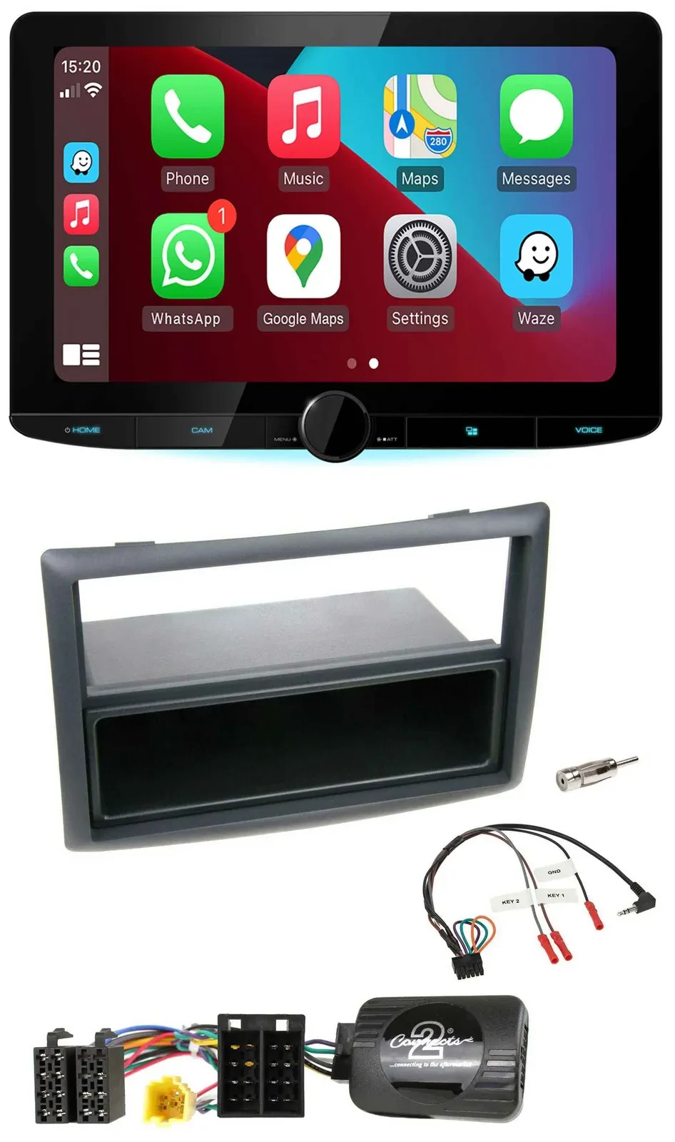 Kenwood Lenkrad USB DAB Bluetooth Autoradio für Renault Megane 2007-2008 schwarz