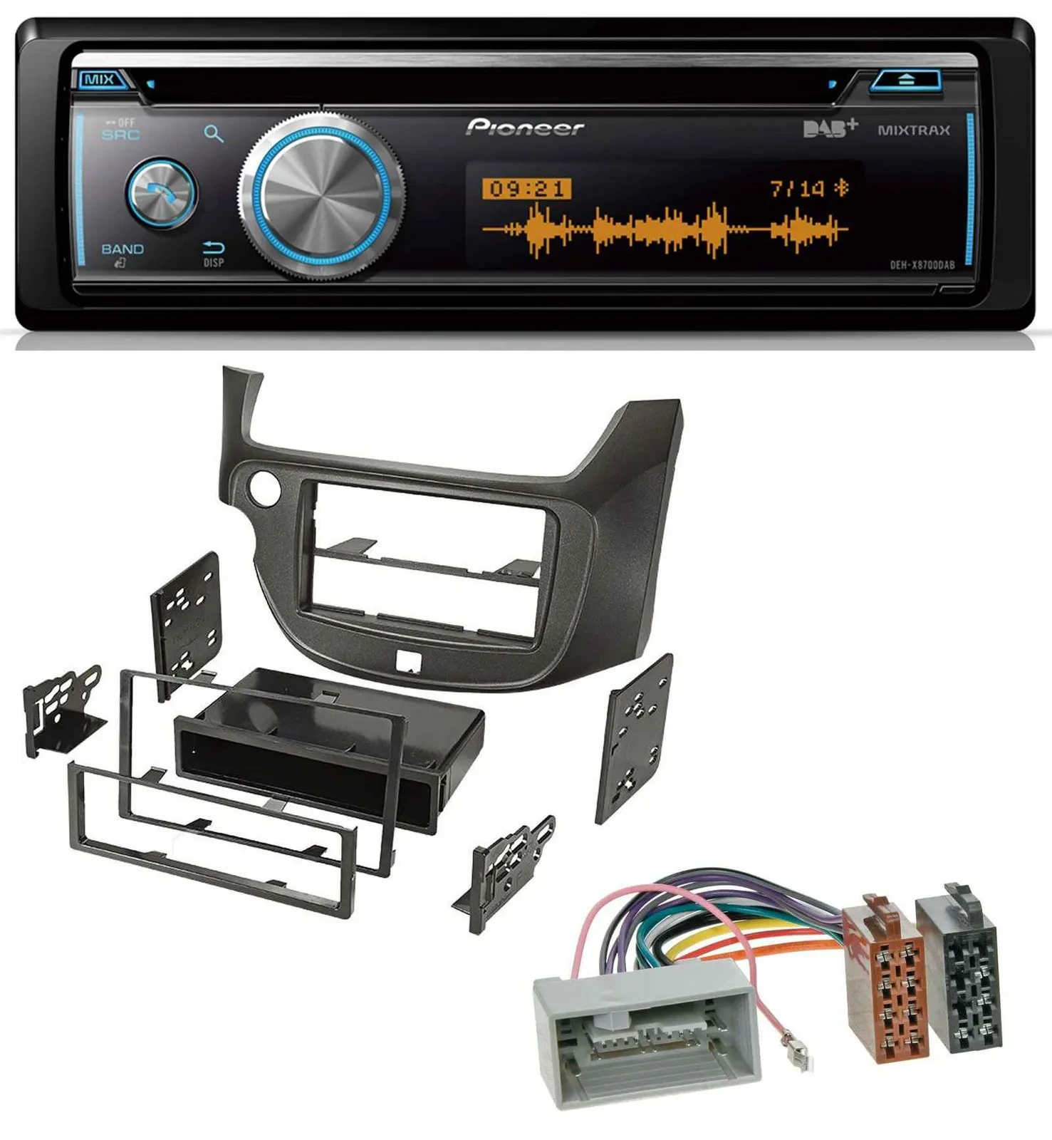 Автомагнитола Pioneer MP3 DAB USB CD Bluetooth для Honda Jazz (с 2009), тёмно-серая