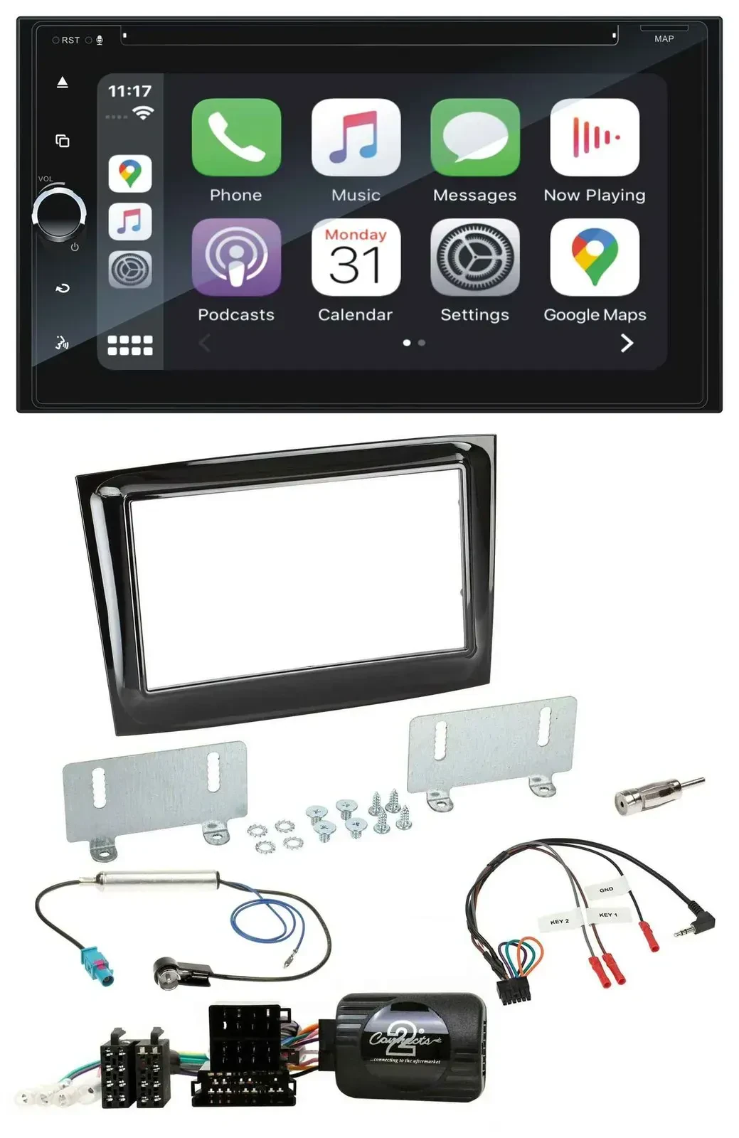 Blaupunkt DAB USB Bluetooth Lenkrad 2DIN TMC Navigation für Fiat Doblo VDO ab 20
