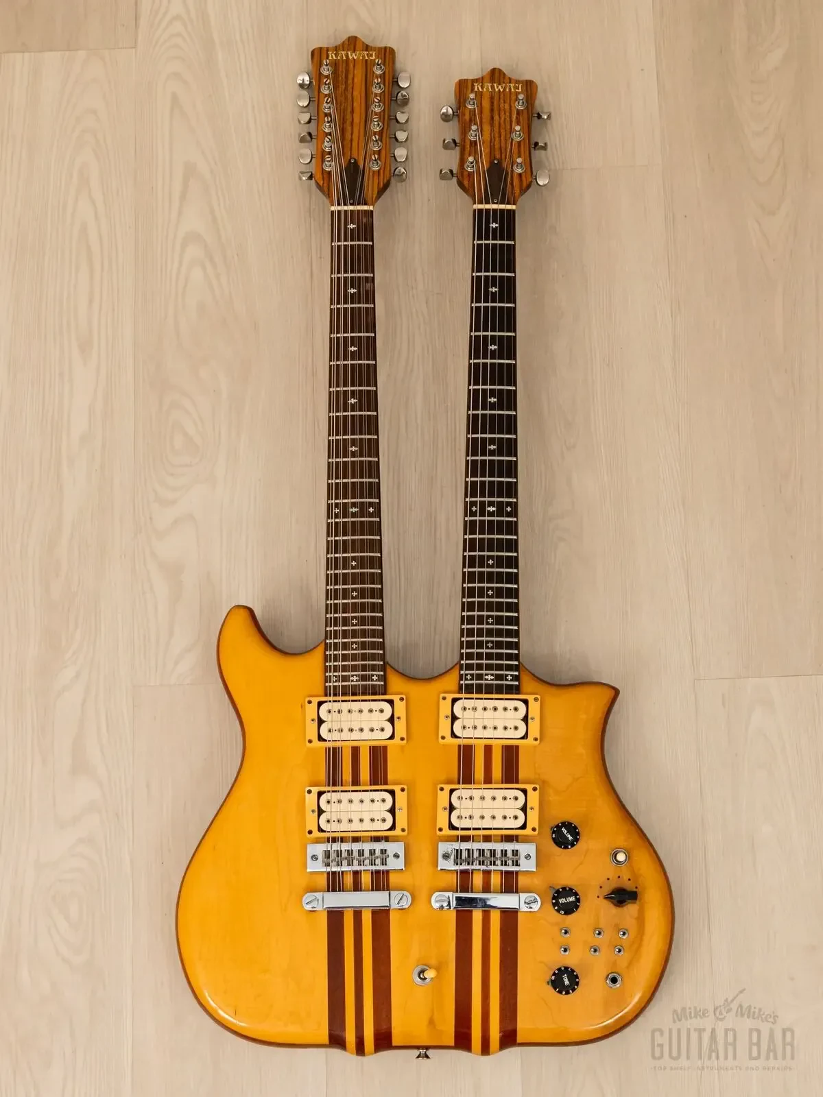 Электрогитара Kawai F-1 Double Neck HH Natural w/case Japan 1979